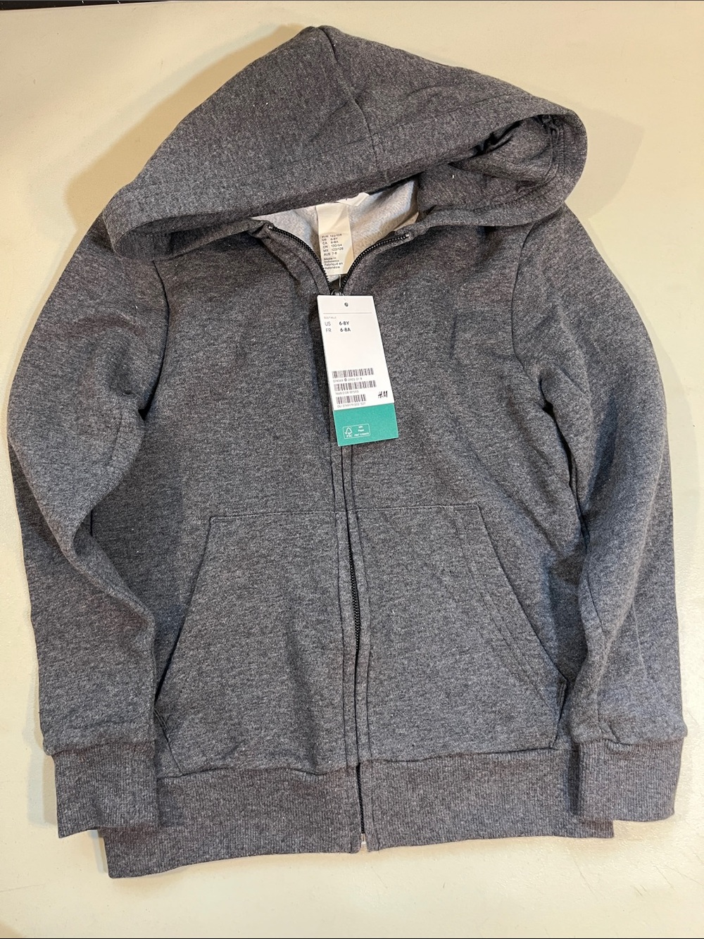 H&M Kids Full-Zip Hooded Sweatshirt - Dark Gray